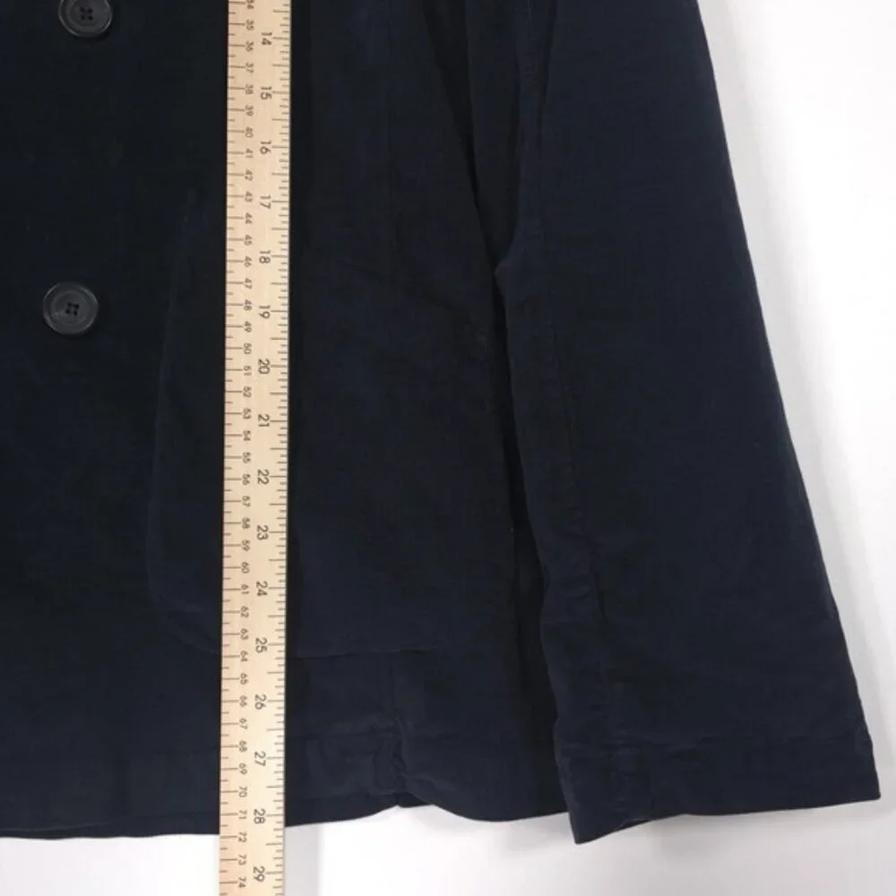 Frank & Eileen Women Belfast Performance Corduroy Peacoat Jacket LARGE Navy Blue